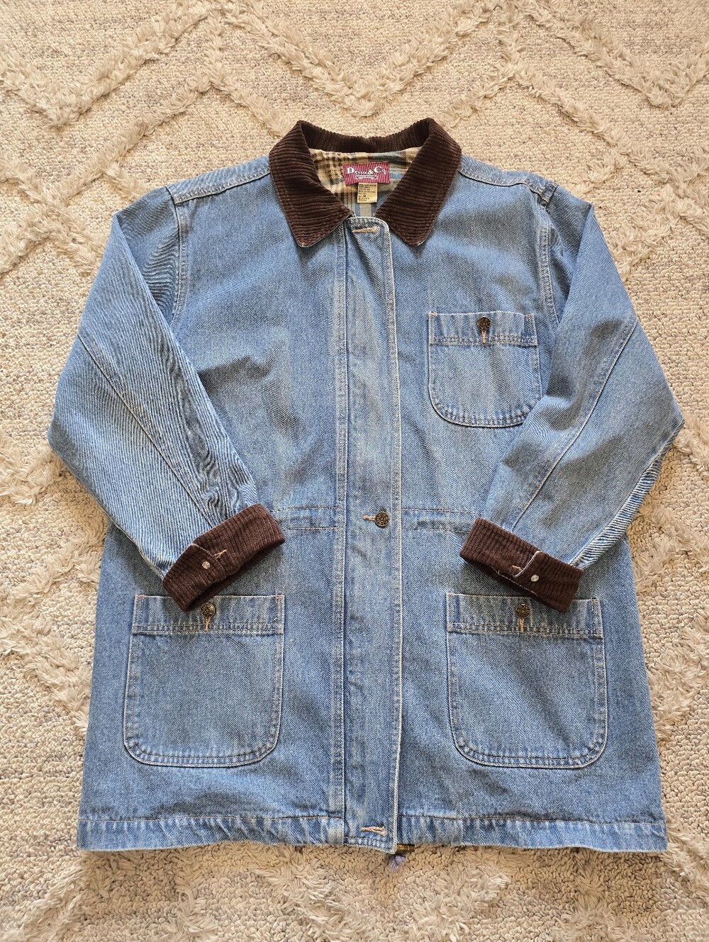 Vintage Denim & Co Chore Coat Field/Barn Jacket Lined Corduroy Collar & Cuffs M